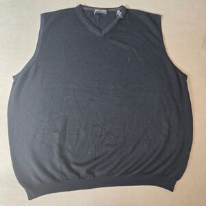Brandini Made in Italy XXL Pure‎ Merino Wool Black V Neck Sweater Vest
